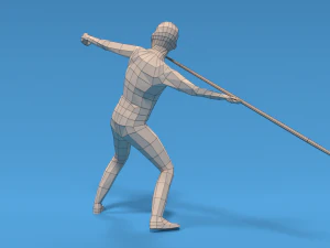 low poly kid javelin throw 3D Model