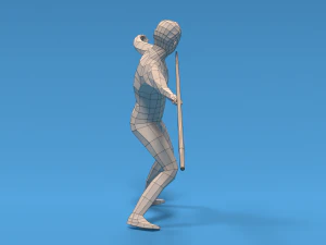 low poly kid javelin throw 3D Model