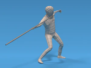 low poly kid javelin throw 3D Model