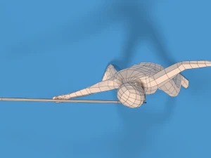 low poly kid javelin throw 3D Model