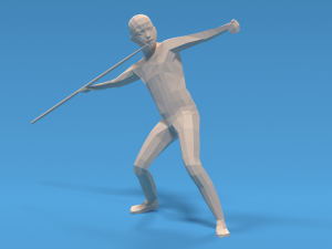 low poly kid javelin throw 3D Модель