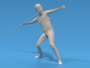low poly kid javelin throw 3D Model