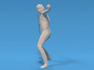 low poly kid javelin throw 3D Model