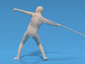 low poly kid javelin throw 3D Model