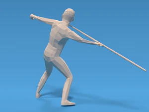 low poly kid javelin throw 3D Model