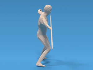 low poly kid javelin throw 3D Model