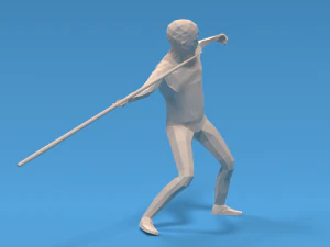 low poly kid javelin throw 3D Model