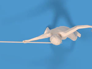 low poly kid javelin throw 3D Model