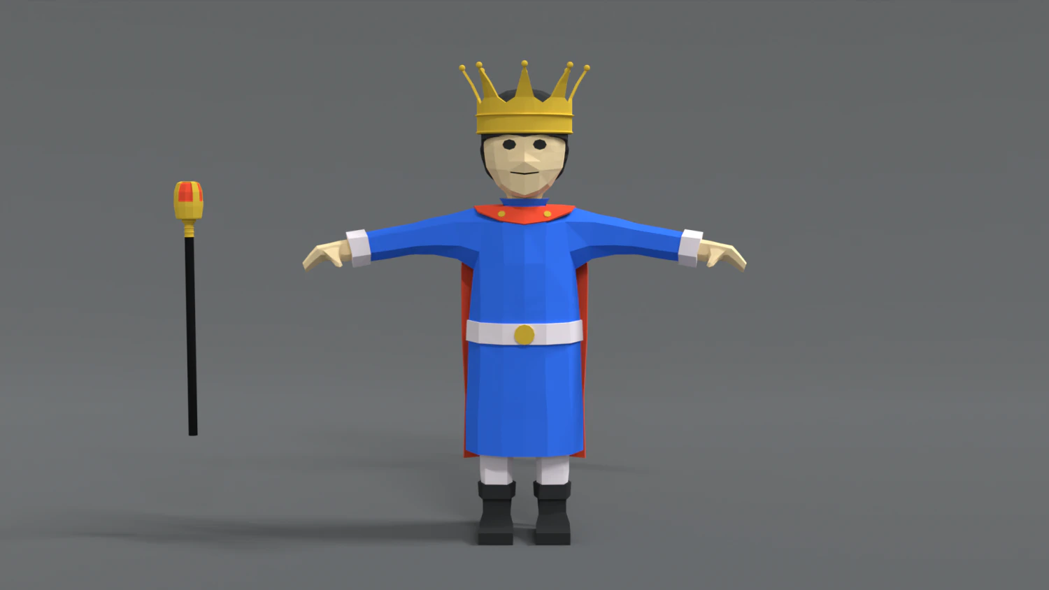 low poly cartoon king 3D Model .c4d .max .obj .3ds .fbx .stl .blend 