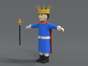 low poly cartoon king Modello 3D