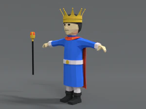 low poly cartoon king 3D Model