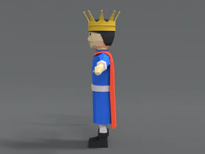 low poly cartoon king 3D Model