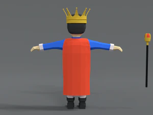 low poly cartoon king 3D Model