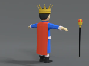 low poly cartoon king 3D Model