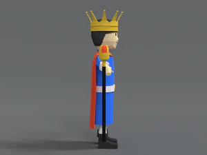 low poly cartoon king 3D Model