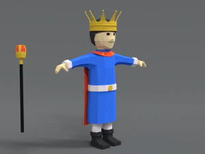 low poly cartoon king 3D Model