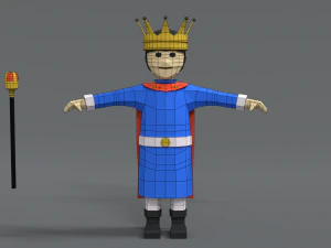 low poly cartoon king 3D Model