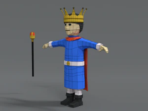 low poly cartoon king 3D Model