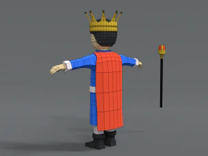 low poly cartoon king 3D Model