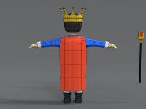 low poly cartoon king 3D Model