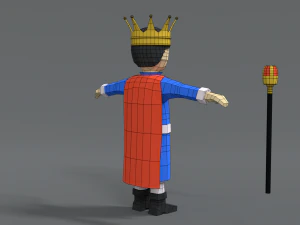 low poly cartoon king 3D Model