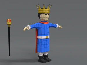 low poly cartoon king 3D Model
