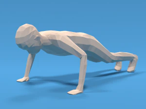 लो पॉली किड पुश अप 3D मॉडल