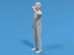 low poly kid drinking soda 3D Model