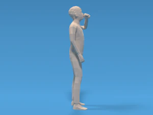 low poly kid drinking soda 3D Model