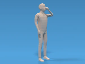 low poly kid drinking soda 3D Model