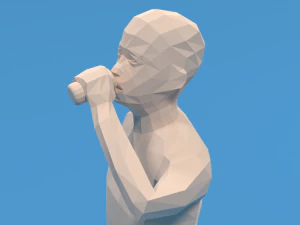 low poly kid drinking soda 3D Model