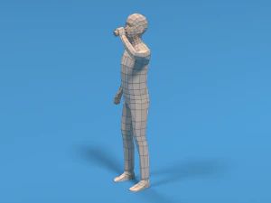 low poly kid drinking soda 3D Model