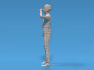 low poly kid drinking soda 3D Model
