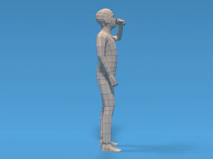 low poly kid drinking soda 3D Model