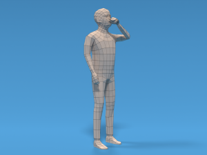low poly kid drinking soda Model 3D