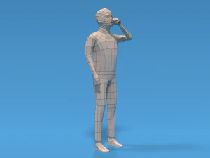 low poly kid drinking soda 3D Model