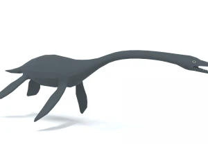 low poly cartoon plesiosaurus dinosaur 3D Model