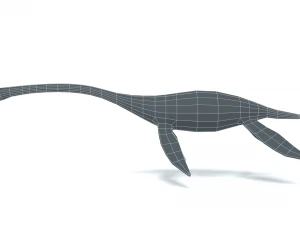 low poly cartoon plesiosaurus dinosaur 3D Model