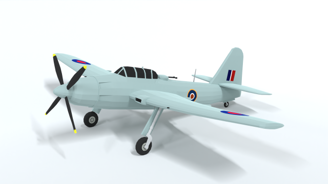 low poly cartoon fairey spearfish wwii airplane 3D Model .c4d .max .obj .3ds .fbx .stl .blend 
