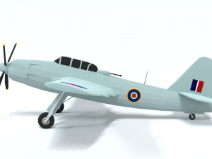 low poly cartoon fairey spearfish wwii airplane 3D Model