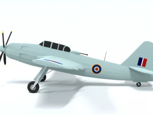 low poly cartoon fairey spearfish wwii airplane 3D Model