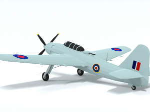 low poly cartoon fairey spearfish wwii airplane 3D Model