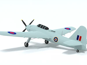 low poly cartoon fairey spearfish wwii airplane 3D Model