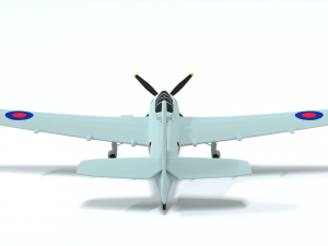 low poly cartoon fairey spearfish wwii airplane 3D Model