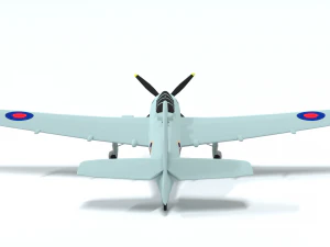 low poly cartoon fairey spearfish wwii airplane 3D Model