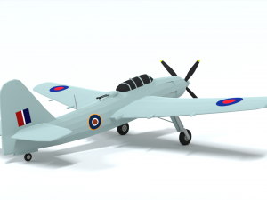 low poly cartoon fairey spearfish wwii airplane 3D Model