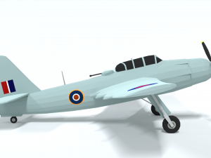 low poly cartoon fairey spearfish wwii airplane 3D Model