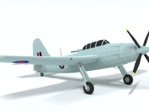 low poly cartoon fairey spearfish wwii airplane 3D Model