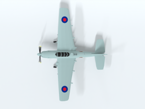 low poly cartoon fairey spearfish wwii airplane 3D Model