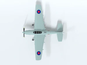 low poly cartoon fairey spearfish wwii airplane 3D Model